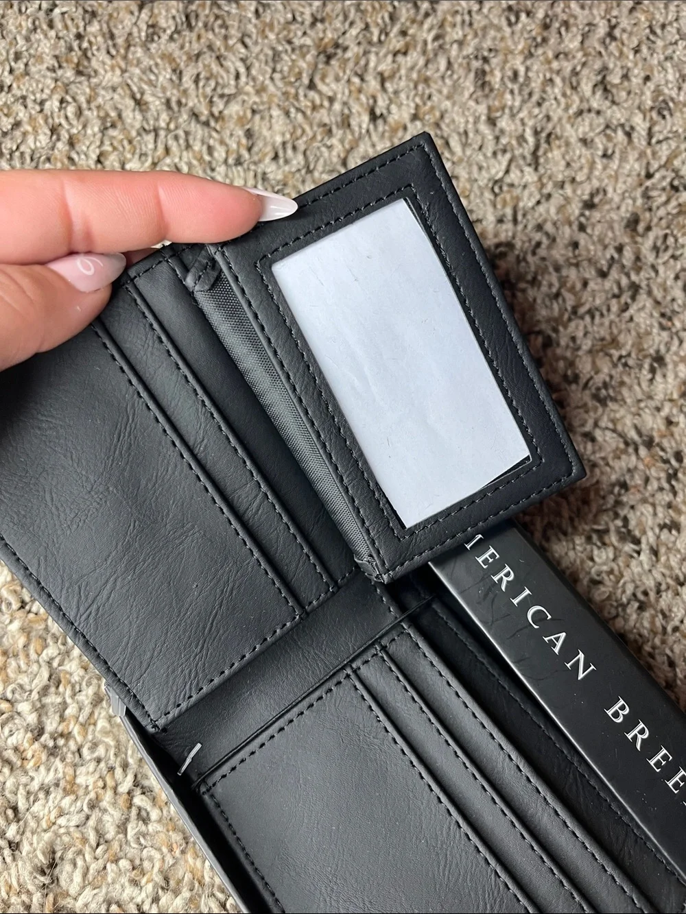 American Breed Black Leather Money Clip Wallet with Decorative Concho